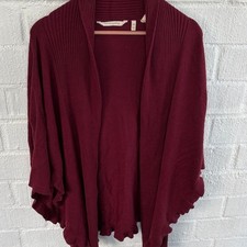 Soft Surroundings Chic Burgundy Women's Poncho Sweater sz S/M