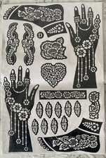 3X  Pochoir Henné Tatouage Temporaire Pochoirs Main & Pied Autocollant Art Tatoo