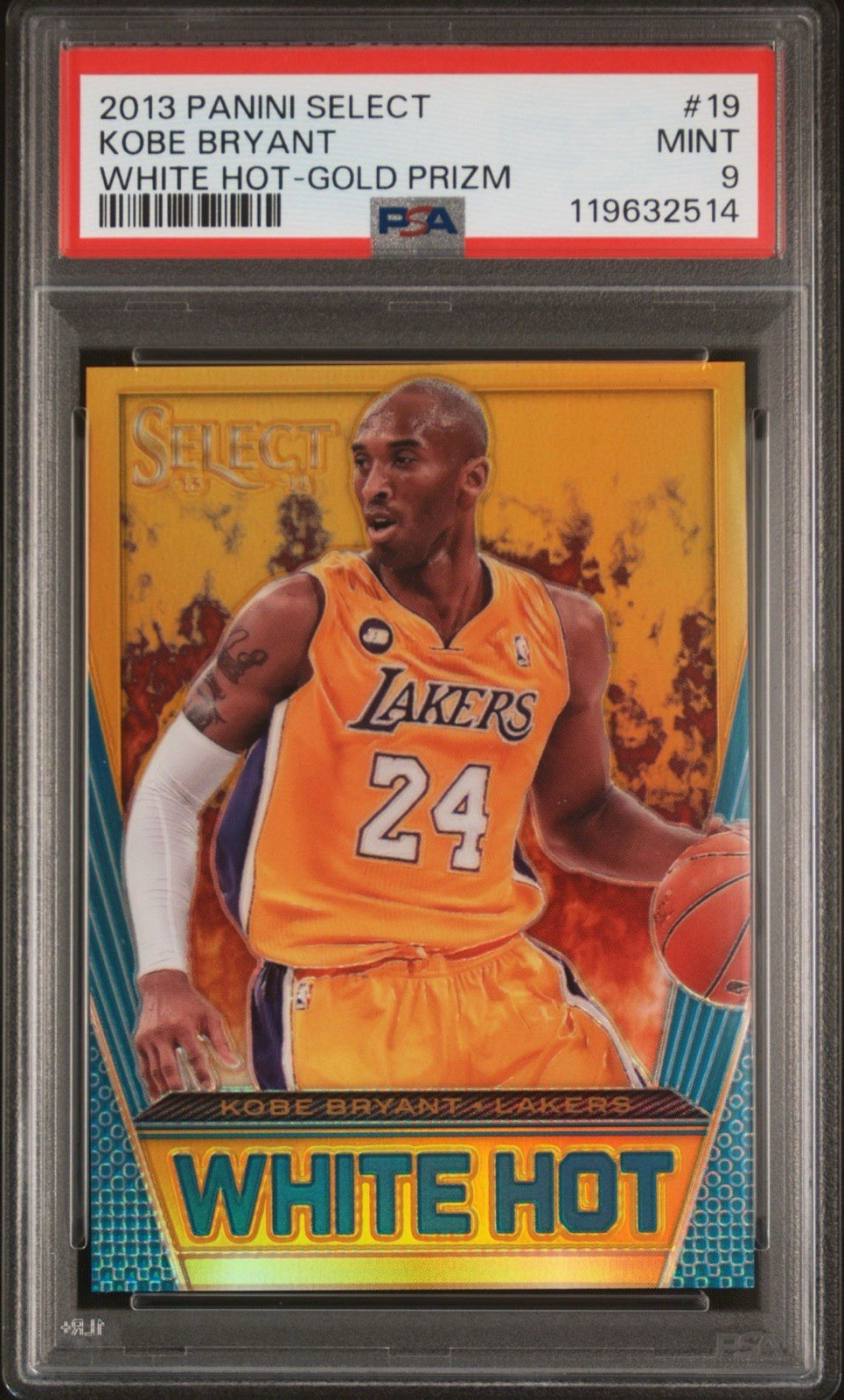 2013-14 Panini Select Kobe Bryant #19 WHITE HOT GOLD ⭐️ PRIZM #03/10 PSA 9 POP 4