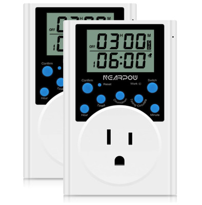 2 Pack Timer Outlet Nearpow Multifunctional Infinite Cycle Programmable Timer