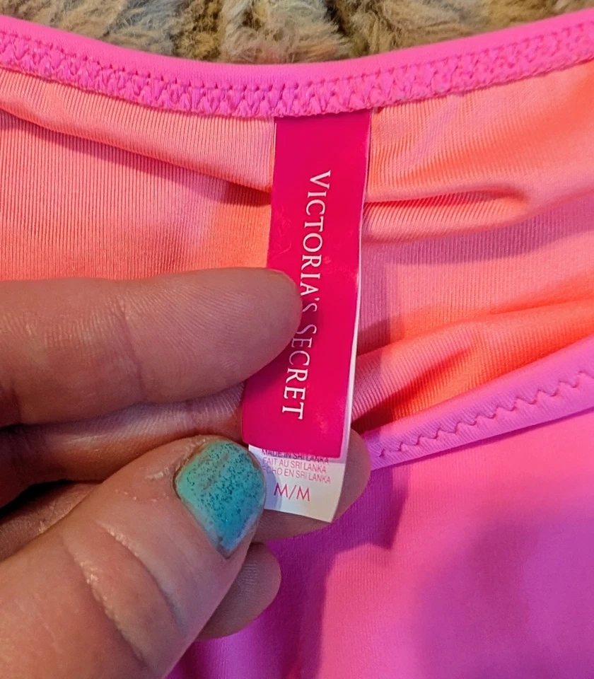 Victoria’s Secret Pink Bandeau Bikini Set 36B Top Medium Bottom Push Up Swimwear - Image 2 of 4