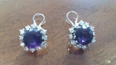 UNIKAT - OHRRINGE 750 WEISSGOLD + 24 DIAMANTEN + 2 SAPPHIRE MIT MEHR ALS 2 CARAT