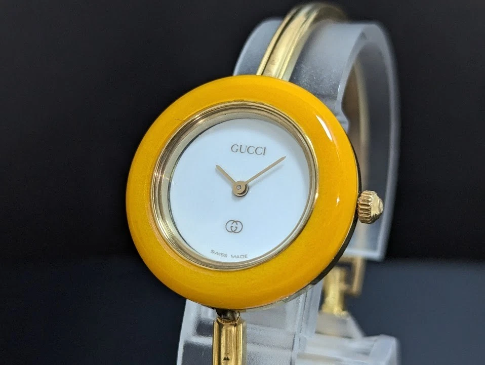 GUCCI Change Bezel 1100-L Watch Quartz Gold White Women's Working Authentic - Image 2 of 4
