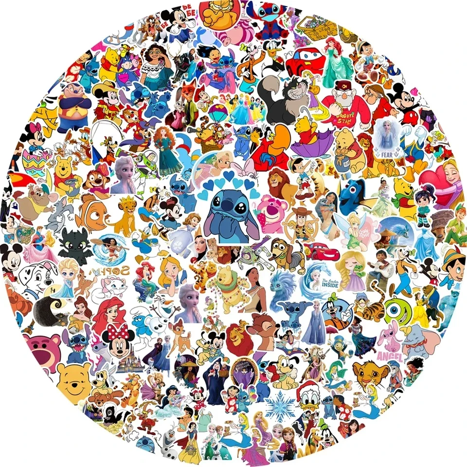 Paquete de 100 pegatinas de personajes de Disney surtido aleatorio Pooh Mickey Mouse clásico Foto 2 de 4