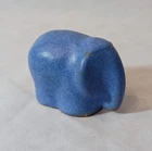 Rare Vintage Niloak Pottery Small Solid Blue Elephant Paperweight!