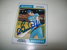 1974 TOPPS RC GORMAN THOMAS AUTOGRAPH SIGNED AUTO #288 MILWAUKEE BREWERS