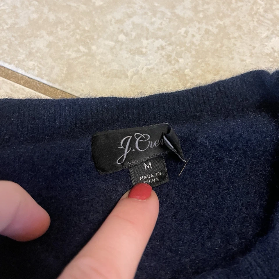 J. Suéter Crew Azul Marino Estrellas Crew Cachemira Talla M Novedad Edredón Lujo Foto 3 de 4