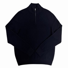 Naadam Sweater Men  s Large 100 Cashmere 1/4 Zip Mock Neck Navy Blue Pullover