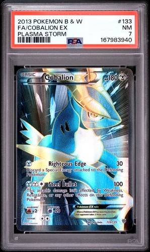 Cobalion EX 133/135 PSA 7 BW Plasma Storm Full Art Holo Ultra Rare Pokemon Card