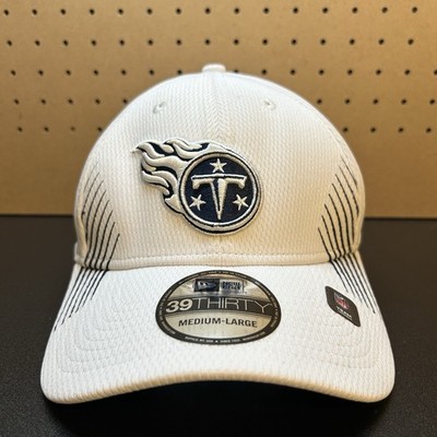 Tennessee Titans Hat Cap M/L White New Era 39THIRTY Active Flex NFL Football