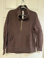 EUC Lululemon Espresso Gold Oversized Long Funnel Neck Half Zip Scuba XS/S