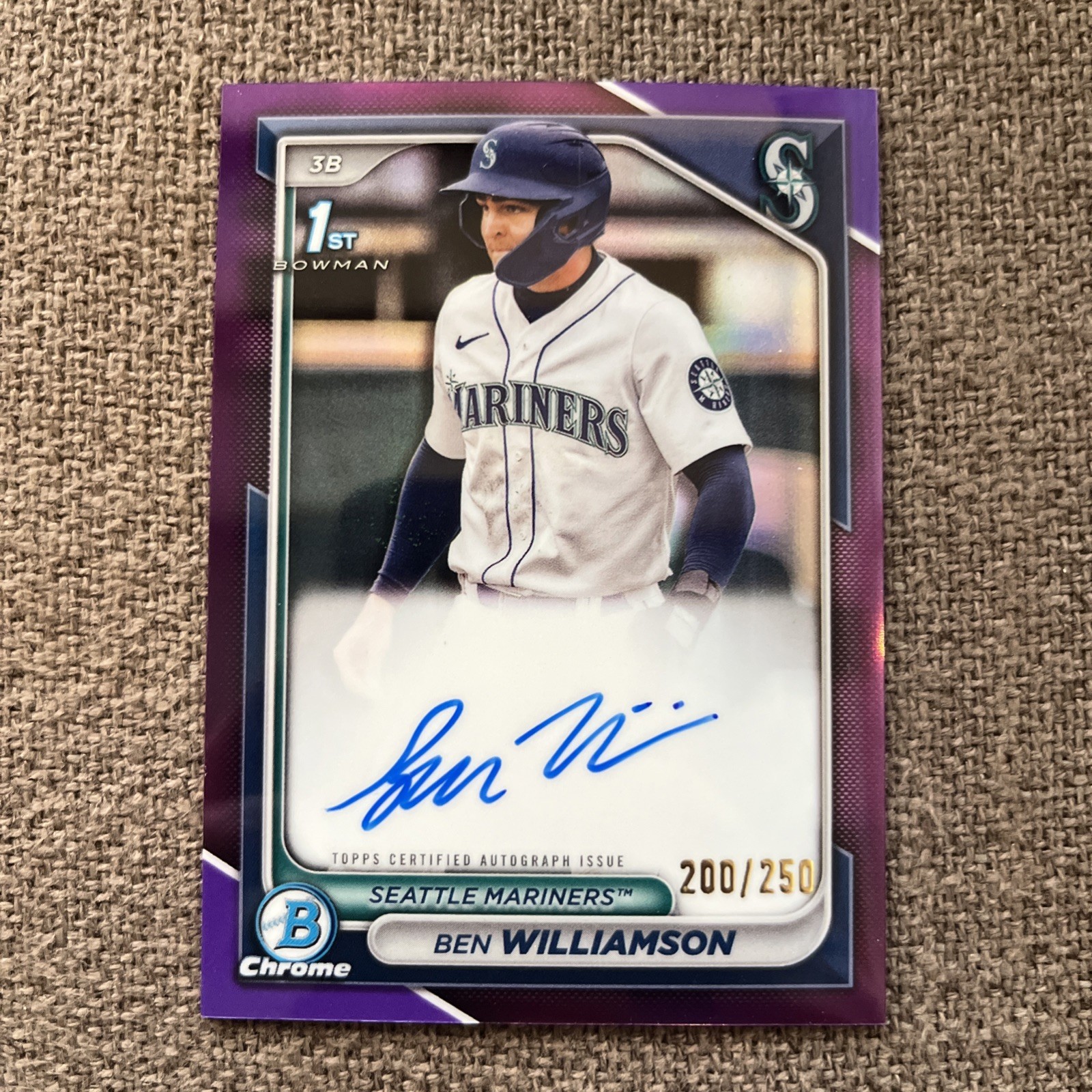 2024 Bowman Ben Williamson Chrome Auto Purple Refractor 1st #200/250
