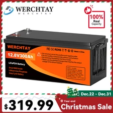 12V 300AH LiFePO4 Lithium Battery 15000+Cycles 200A BMS Solar Off-grid RV 3.8kwh
