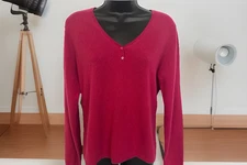 Madison Studio Misses L Sweater Fuchsia 100% Cashmere Pullover NWT $100-See flaw
