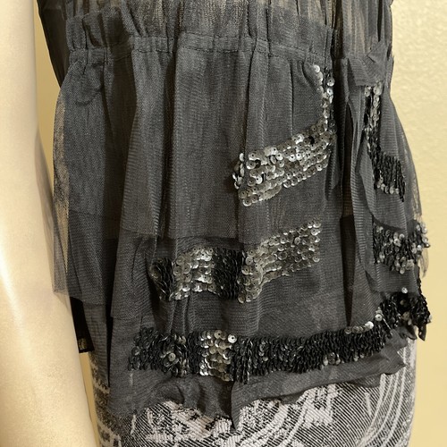 Women’s Black Polyester Cocktail Layered Lace Beaded Pleated Size S Blouse Top - Picture 6 of 12