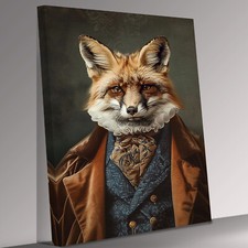 Fox Animal as Human in Clothes  Canvas Wall Art Picture Print Ready To Hang