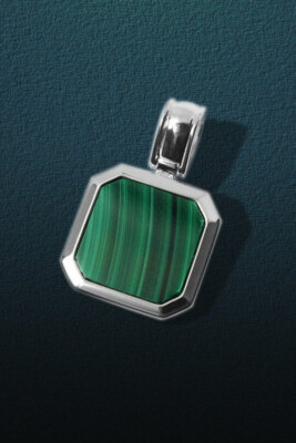 Green Malachite Men's Pendant 925 Sterling Silver Pendant Mens Jewelry