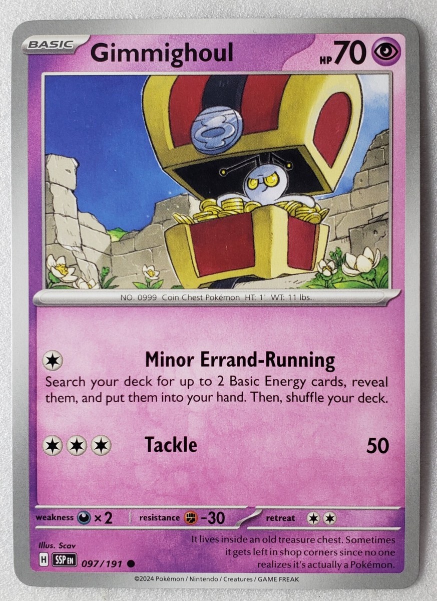 gimmighoul pokemon card value Gimmighoul 097/191 NM / M Surging Sparks Pokemon Card $2 Combined Ship scav  Art