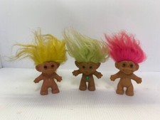 Set of 3 pc VINTAGE 90s Troll Doll Beach Surfer Complete Multicolor Hair