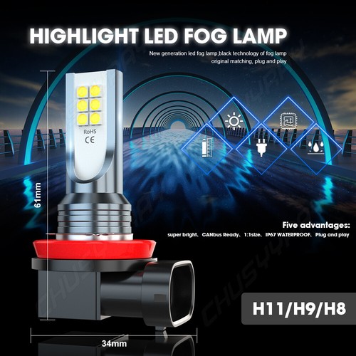 6x LED Headlights + Fog Light Bulbs Kit for Mazda 6 2006 2007 2008 - Foto 10 di 13