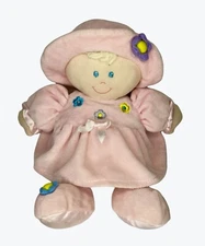 Kids Preferred Baby Soft Doll Plush Pink Dress & Hat w Flowers Stuffed Toy 11 In