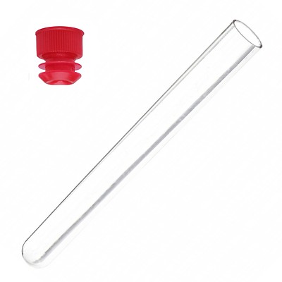  10 Pack, 12 x 75 mm, Clear Plastic Test Tubes with Red Caps