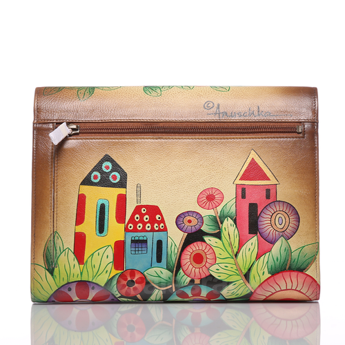 Anuschka Village of Dreams Hand Painted Leather Hanging Travel Organizer eBay
