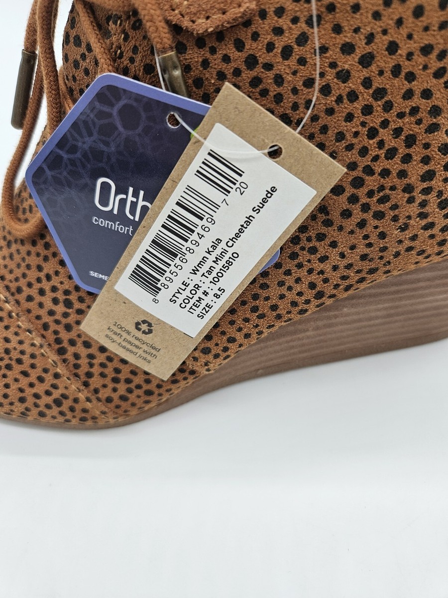 七 TOMS Kala Tan Bootie Lace Up Suede Cheetah Print Women's Size 8.5