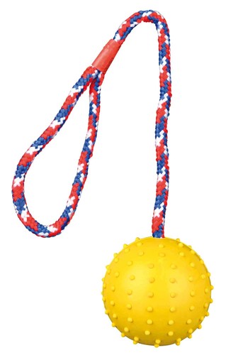 Dog Toy Ball on Rope Natural Rubber - Picture 14 of 19