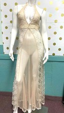 Victoria's Secret Designer Sheer Nude Beige Night Gown Kimono Robe XS NWT