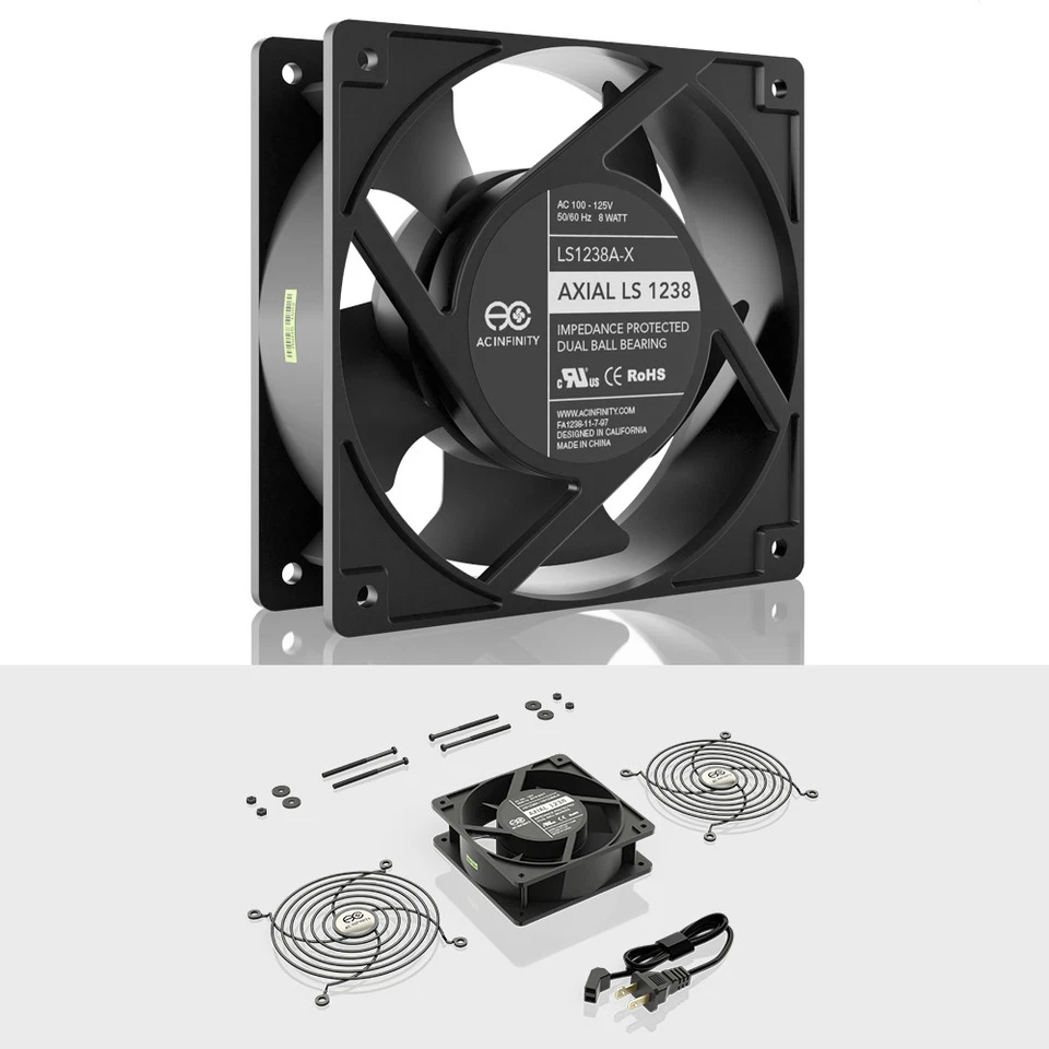 120mm 38mm Cooling Muffin Axial Fan Low-Speed 115V 120V AC 5" (LS1238A-X) - Image 2 of 4