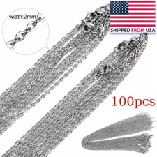 100pcs Wholesale Stainless Steel Silver Tone Necklace for DIY Jewelry Chains US