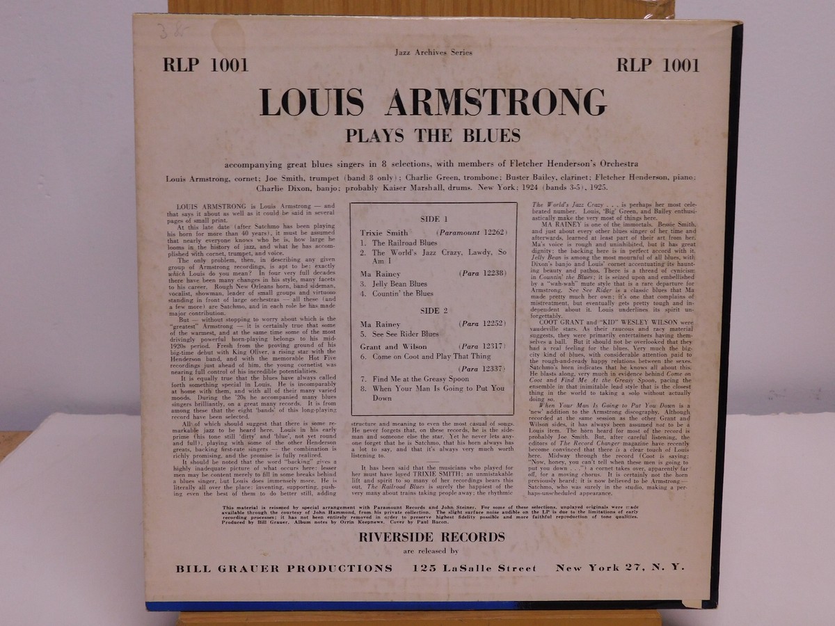Louis Armstrong Jazz 10 Inch 33 Plays The Blues on Riverside | eBay