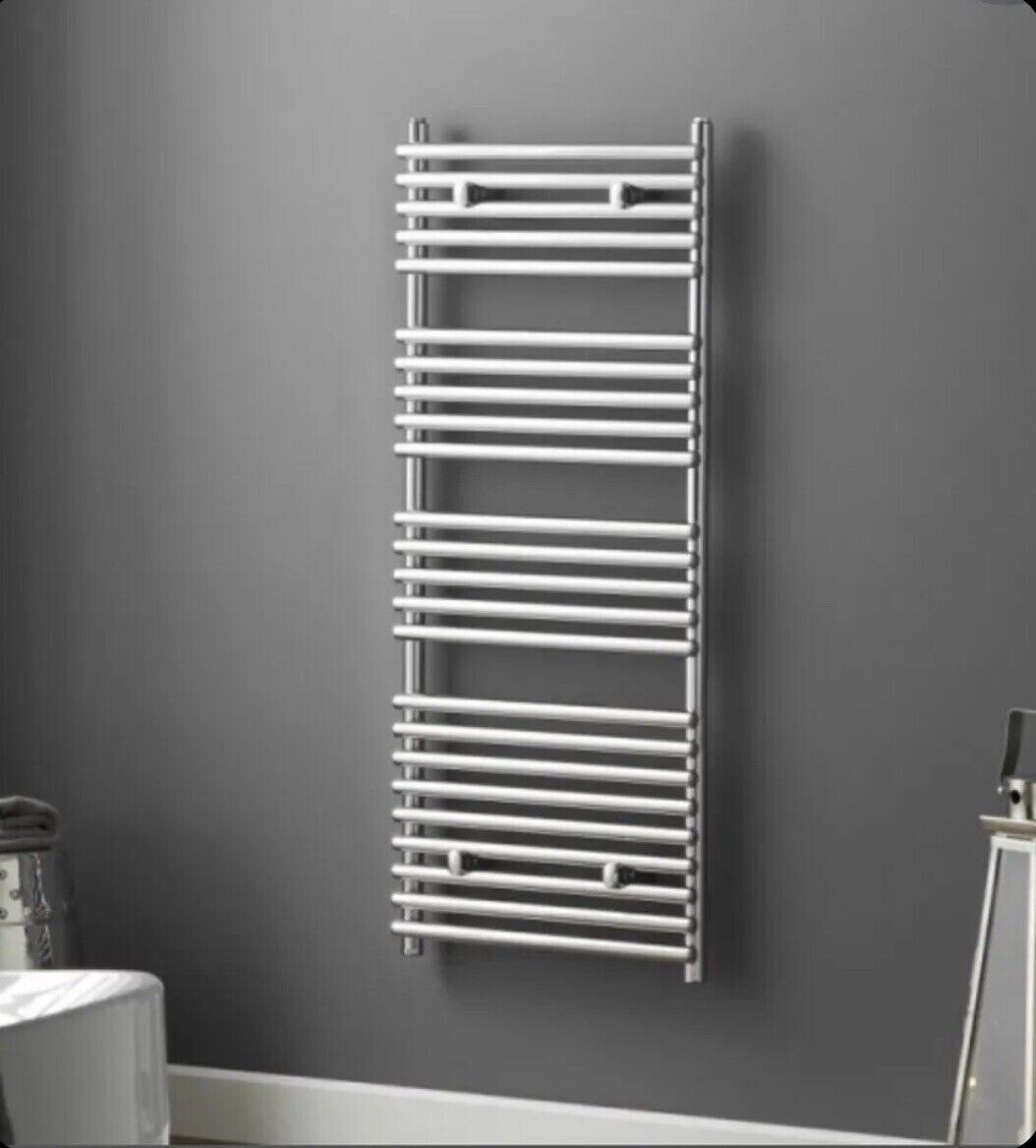 Iridio 120962 Designer Bathroom Towel Rail Radiator 1200 x 500 Chrome Inc Valves