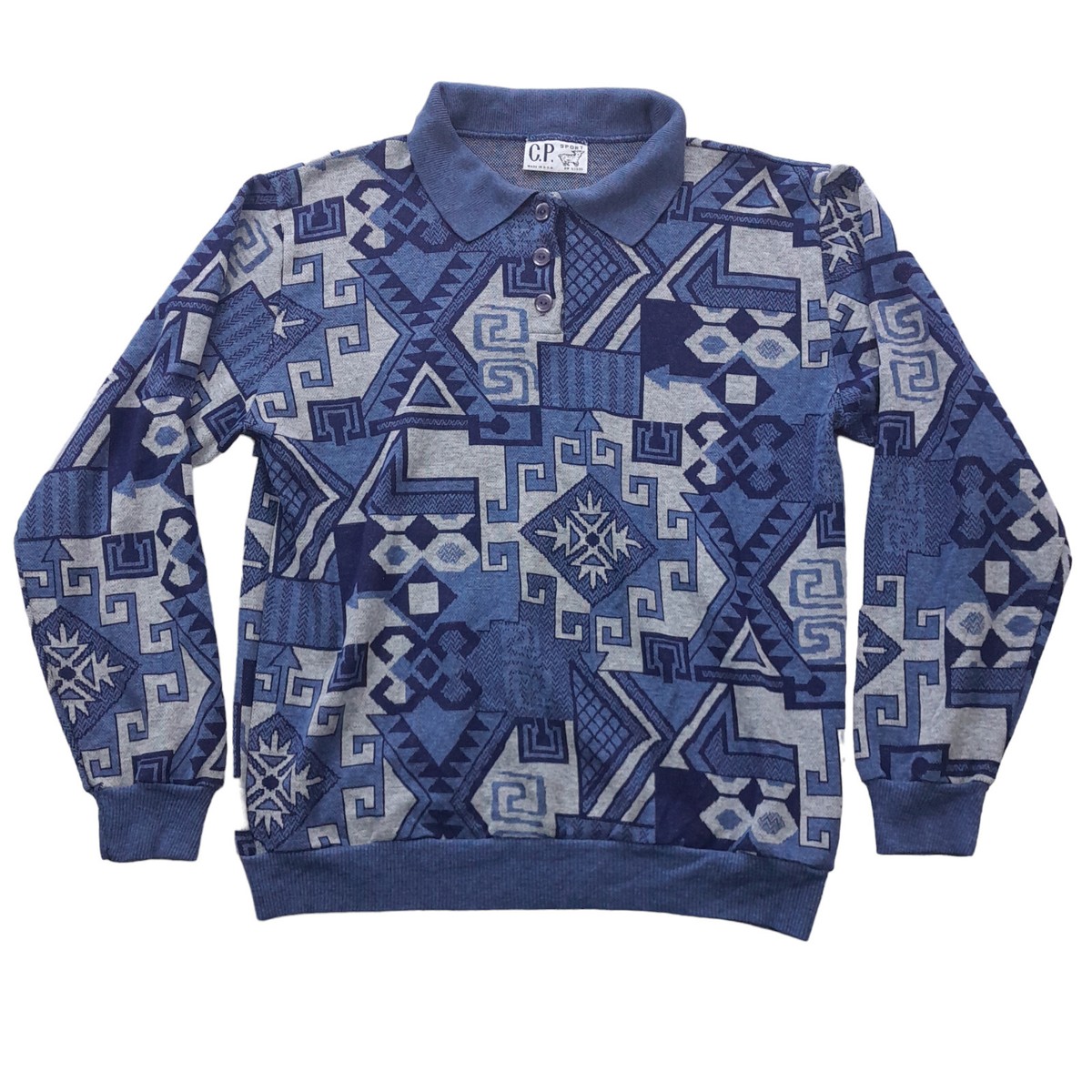 c.p.company ニットブラック S C.P. Women polo sweater Women /Medium/blue+ gray graphic print
