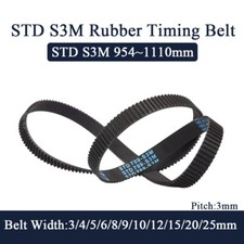 STD S3M Timing Belt Arc Teeth Pitch3mm Width 3~25mm Rubber Drive Belt 954~1110mm