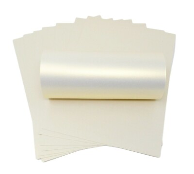10 BLATT ELFENBEIN GOLD DUNST PERLMUTT DOPPELSEITIG DEKORATION A4 KARTE 300 G/M²