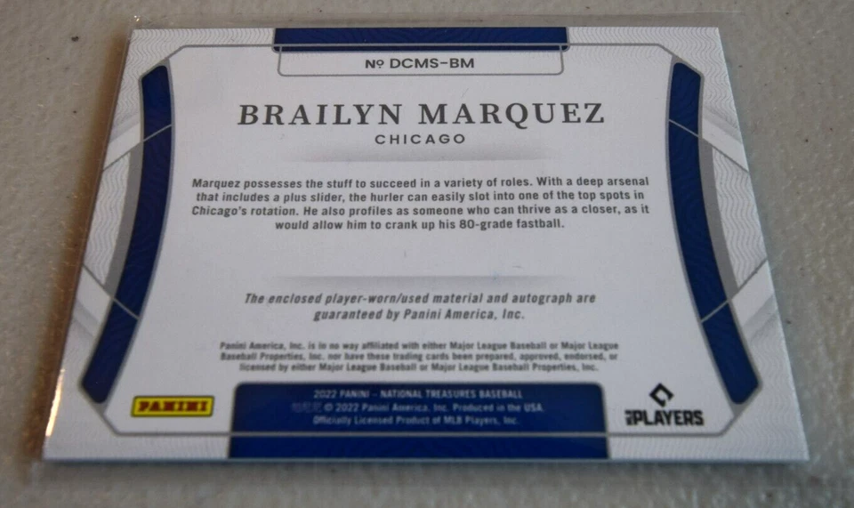 2022 National Treasures Die-Cut Material Signatures /99 Brailyn Marquez Auto - Image 2 of 2