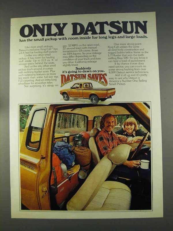 1977 Datsun King Cab Pickup Truck Ad - Only Datsun
