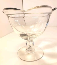 Vtg Flared Scalloped Top Glass Compote Footed Candy Dish Ice Cream Sundae