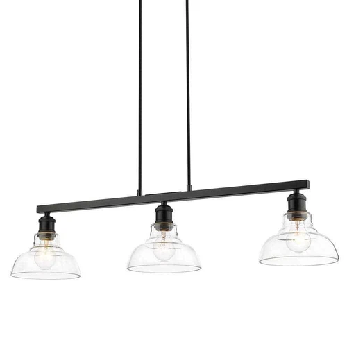 Golden Lighting Carver 3- -Light Matte Black Linear Pendant with Glass Shade - Picture 1 of 7
