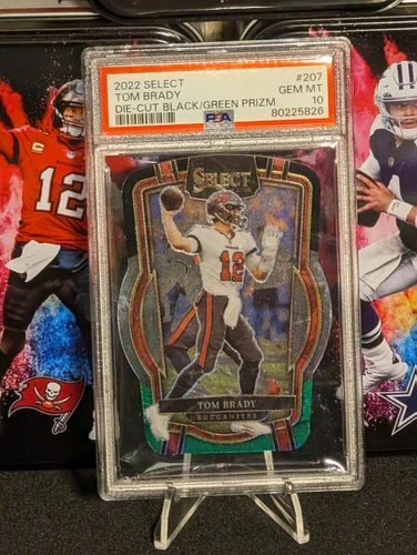 202 Panini Select Tom Brady Die Cut Black/Green Prism Psa10