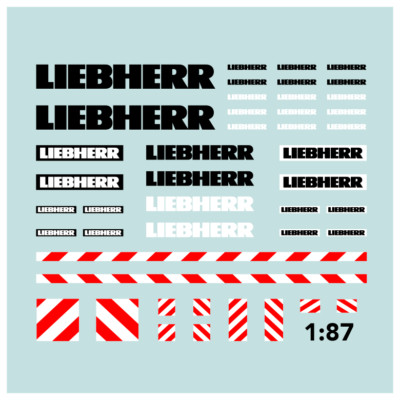 Waterslide Decal 1:87 - LIEBHERR Kran Baumaschine LKW Radlader Modellbahn H0
