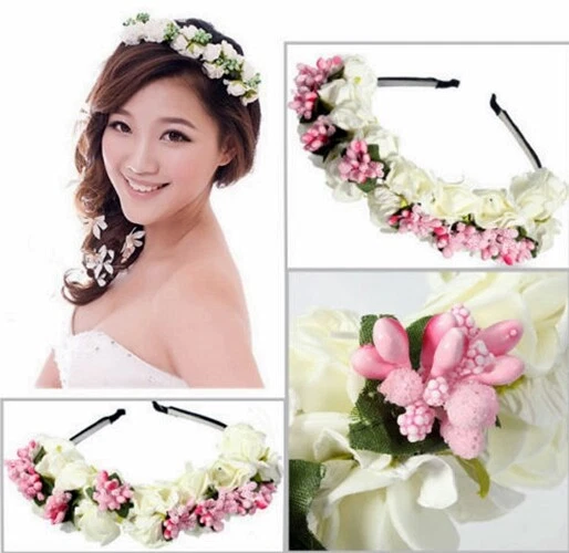 Haarreif HOCHZEIT Blumen Haarkranz Blumenkranz Haarband Blüten Trachten Dirndl - Bild 4 von 4