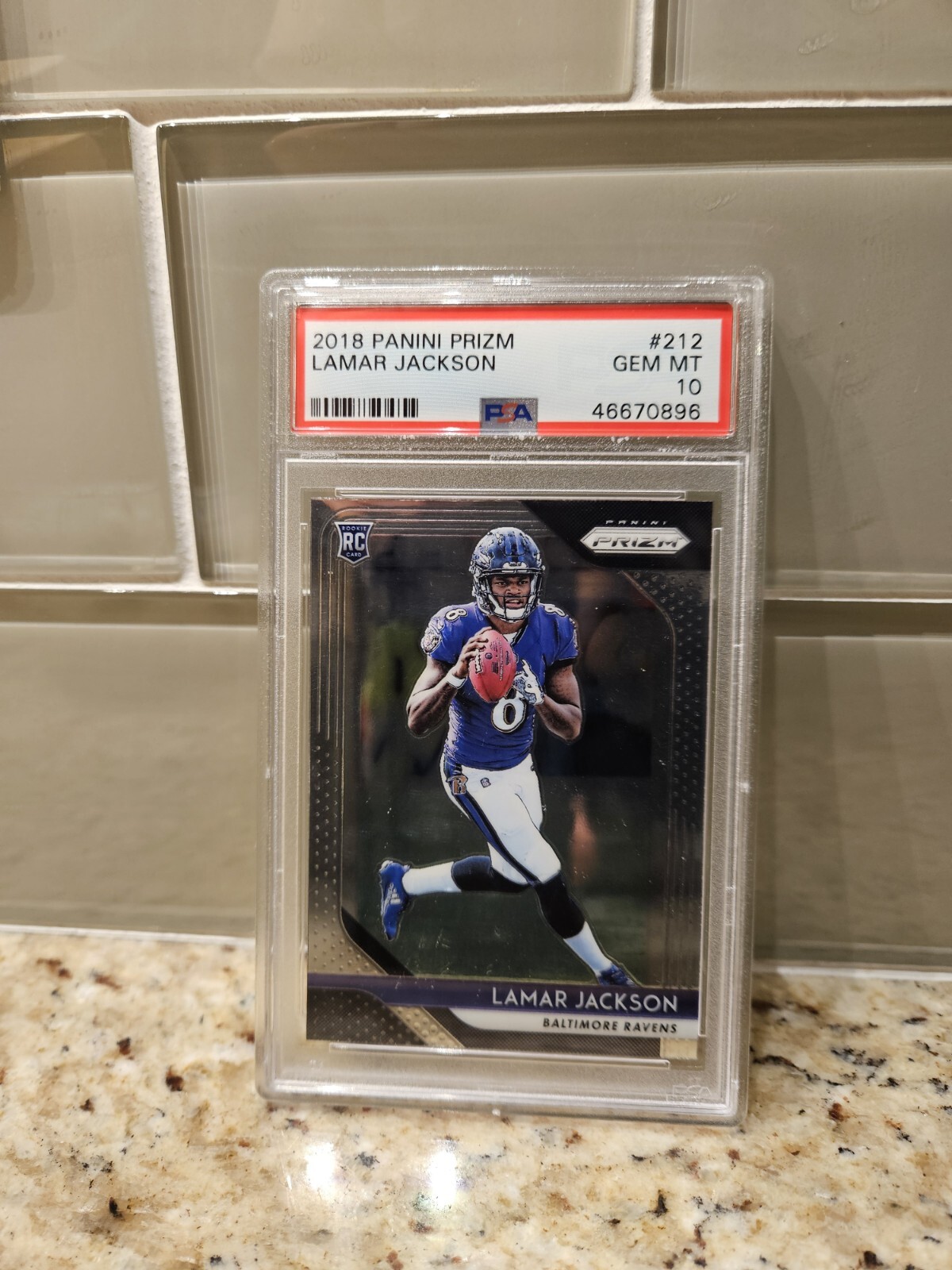 2018 Panini Prizm LAMAR JACKSON Baltimore Ravens Rookie RC #212 Gem Mint PSA 10
