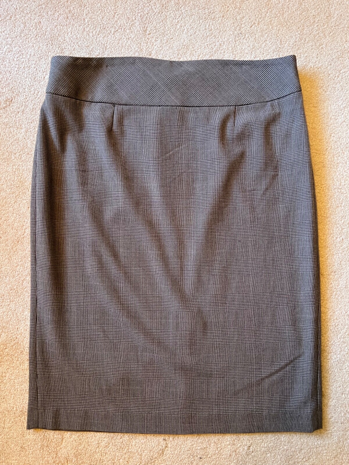 Grace Plaid Pencil Skirt - Black/White/Purple - Knee Length - Size 14