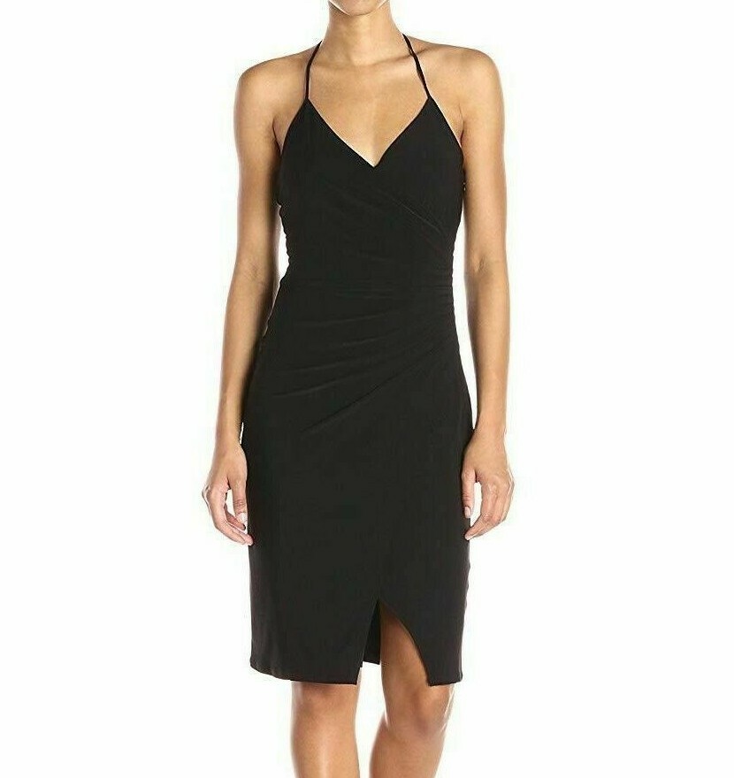 $168 NWT LAUNDRY BY SHELLI SEGAL Sz4 WRAPED SHIRRED JERSEY DRESSS BLACK |  eBay