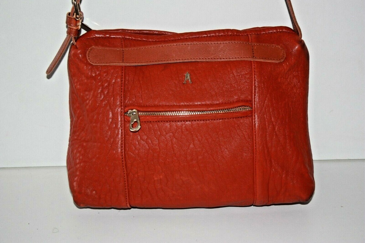 CRAIE Sac Besace Bandoulière Cuir Gaufré Souple Teinte Brique TBE