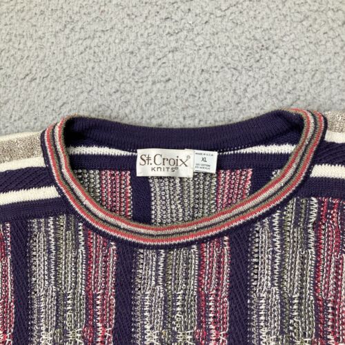 Vintage St. Criox Knits 90s Style Multicolor Vertical Stripe XL Sweater USA Made - Picture 2 of 13