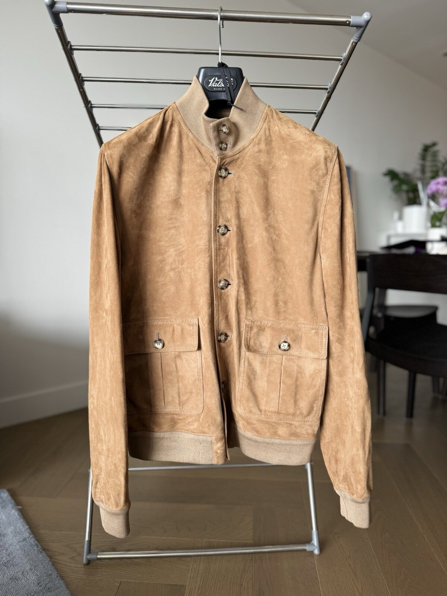 VALSTAR Valstarino Camel Slim-Fit Suede Bomber Jacket UK